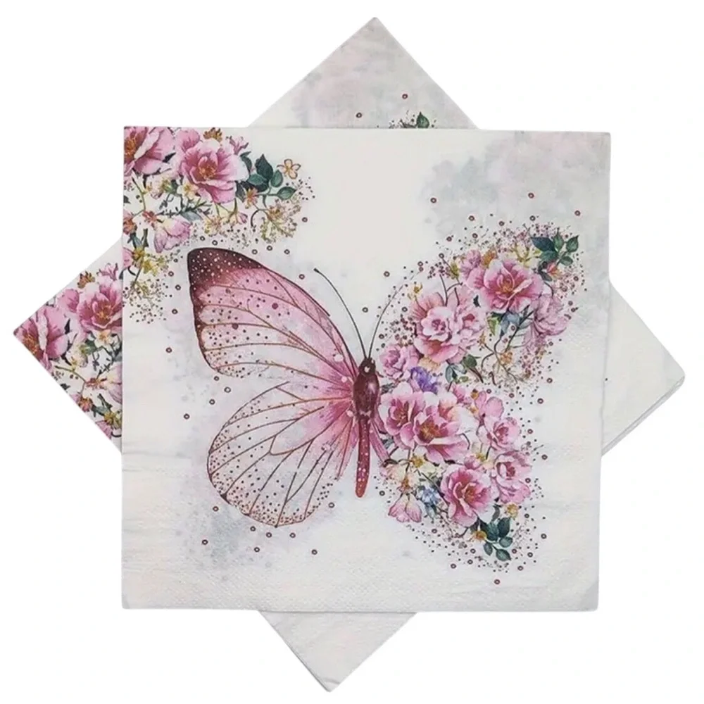 Floral Butterfly Luncheon Napkins, 20-ct